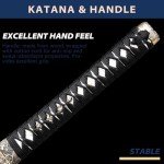 entez Japanese Samurai Sword - Hand Forged T10 High Carbon Steel Katana, Full Tang, Traditional Design - Ideal for Collection