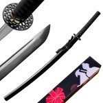 JIHPEN sword, Pure Handmade Samurai Sword, Spring Steel, 41.31.21 inches, Full Tang Sword Set, Sharp, Black Katana