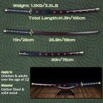 Adust Carbon Steel Zoro Sword, 41 inch Overall, Cosplay Costume Japanese Katana Samurai Sword for Anime Fans, 4 Swords with Display Stand