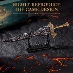 RACEROCKET Eldens Rings Maliketh's Black Blade Sword Model – 11.8-Inch Metal Craft Sword, Peripheral Prop with Display Stand, Action Figure Collectible Toy, Desk Decor, Gift