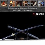 Dejiang Katana Real Samurai Sword, Handmade Japanese Swords Full Tang 1060 Carbon Steel, for Training, Collecting, Dojo, Lovers of Japanese Culture etc. Indigo Mistblade