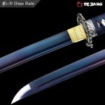 Dejiang Katana Real Samurai Sword, Handmade Japanese Swords Full Tang 1060 Carbon Steel, for Training, Collecting, Dojo, Lovers of Japanese Culture etc. Indigo Mistblade