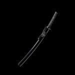 JIHPEN sword, Black Katana Wakizashi Tanto Set,Full Tang Samurai Sword,Sharp,Spring Steel Blade with Black Scabbard (B - Wakizashi)