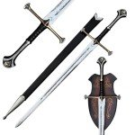 Handmade Replica Movie Sword - Medieval Vikings Master Long Sword, Hand-Crafted Authentic Engraved Stainless Steel Blade, Wall Mount Plaque & Scabbard Included - Collection Edition