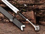 Handmade Replica Movie Sword - Medieval Vikings Master Long Sword, Hand-Crafted Authentic Engraved Stainless Steel Blade, Wall Mount Plaque & Scabbard Included - Collection Edition
