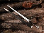 Handmade Replica Movie Sword - Medieval Vikings Master Long Sword, Hand-Crafted Authentic Engraved Stainless Steel Blade, Wall Mount Plaque & Scabbard Included - Collection Edition
