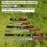 3pc Set Japanese Samurai Sword with Display Stand,Iaido Katana Engraved with Dragon Pattern On The Scabbard Carbon Steel Blade Real Sword for Display Decoration and Gift