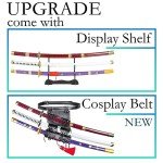 Adust Carbon Steel Zoro Sword, Anime Sword, 41 inch Overall, Japanese Katana Samurai Sword with Display Stand & Cosplay Belt
