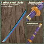 Adust Carbon Steel Zoro Sword, Anime Sword, 41 inch Overall, Japanese Katana Samurai Sword with Display Stand & Cosplay Belt