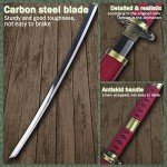 Adust Carbon Steel Zoro Sword, Anime Sword, 41 inch Overall, Japanese Katana Samurai Sword with Display Stand & Cosplay Belt