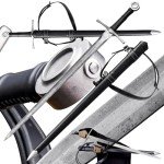 Fidestisan Handmade 43”Single-Handed Medieval Modern Style Sword 5160 Hand Forged Spring Steel Riveted Pommel Full Tang Arming Swords Prop/Battle with Scabbard