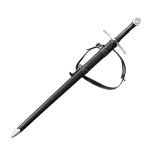 Fidestisan Handmade 43”Single-Handed Medieval Modern Style Sword 5160 Hand Forged Spring Steel Riveted Pommel Full Tang Arming Swords Prop/Battle with Scabbard