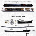Dejiang Black Naga Katana Handmade, 1095 Carbon Steel T10, Real Samurai Sword with Katana Stand and Gift Box, Full Tang, Sharp, Qianying Style