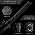 Dejiang Black Naga Katana Handmade, 1095 Carbon Steel T10, Real Samurai Sword with Katana Stand and Gift Box, Full Tang, Sharp, Qianying Style