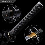 Dejiang Black Naga Katana Handmade, 1095 Carbon Steel T10, Real Samurai Sword with Katana Stand and Gift Box, Full Tang, Sharp, Qianying Style