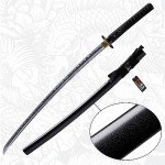 Dejiang Black Naga Katana Handmade, 1095 Carbon Steel T10, Real Samurai Sword with Katana Stand and Gift Box, Full Tang, Sharp, Qianying Style