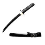 Handmade Samurai Sword, 9260 Spring Steel, 41.31.21 inches, Full Tang Sword Set, Sharp, Black Katana