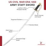 Armory Replicas™ - Commemorative Replica US Calvary Officer Saber - Forged Carbon Steel Decorative Collectible Engraved Civil War Sword w/Metal Scabbard