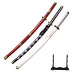 Sword fort Sword Zoro's 3 Piece Set Sword,Handmade Katana Japanese Anime Cosplay Sword, Roronoa Zoro Anime Swords, Kitetsu, Shusui, Wado Ichimonji