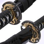Eroton-Handmade Samurai Katana Sword Real,Full Tang Heat Tempered 1045/1060 High Carbon Steel Functional,41 Inches for Room Decoration Gift Cosplay Black……