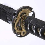 Eroton-Handmade Samurai Katana Sword Real,Full Tang Heat Tempered 1045/1060 High Carbon Steel Functional,41 Inches for Room Decoration Gift Cosplay Black……