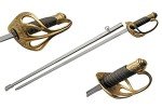 SZCO Supplies 40.5” Gold Finished Handle Stainless Steel Replica French Officers Sword with Steel Scabbard (910992)