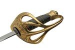 SZCO Supplies 40.5” Gold Finished Handle Stainless Steel Replica French Officers Sword with Steel Scabbard (910992)