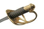 SZCO Supplies 40.5” Gold Finished Handle Stainless Steel Replica French Officers Sword with Steel Scabbard (910992)