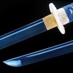 Wuton Katana Sword Real Razor Sharp Full Tang Real Samurai Sword 40.55inch 1060 High Carbon Steel Handmade Japanese Sword Blue Blade Display Collection Gift for Men