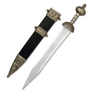 MASTER USA Roman Battle Sword Replica –Stainless Steel Blade, Metal Handle with Intricate Guard and Pommel, Includes Scabbard – Fantasy, Historical, Collectible, C-87,Black, 30-Inch Overall