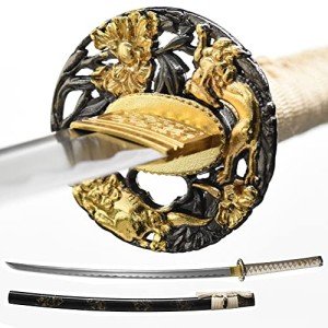 YONG XIN SWORD-Samurai Katana Sword, Japanese Handmade, Practical, 1045 Carbon Steel, Tempered/Clay Tempered, Full Tang, Sharp, Scabbard