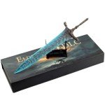 Game Elden Ring Dark Moon Greatsword Models 11.8-Inch Medieval Fantasy Claymore Sword Hand-Painted Sculpture Collectible Figurine for Gaming Display, Warrior Desk Decor & Dark-Themed Gift (NO.1)