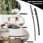 Wuton Real Katana Sword Sharp 40.55inch Samurai Sword Real Full Tang Authentic Japanese Sword Handforged 1060 High Carbon Steels Display Collection Gift