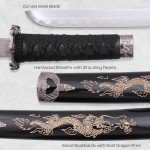 3-Piece Japanese Samurai Sword Set - Japanese Decor with Carbon Steel Katana, Wakizashi, and Tanto Swords - Martial Arts Weapons with Wood Display Stand, Sheaths, and Scabbards (Black)