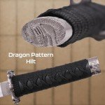 3-Piece Japanese Samurai Sword Set - Japanese Decor with Carbon Steel Katana, Wakizashi, and Tanto Swords - Martial Arts Weapons with Wood Display Stand, Sheaths, and Scabbards (Black)