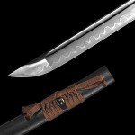 Real Samurai Sword Hand Forged with T10 Steel and Hamon，Black Katana Sword Full Tang Sharp Clay Tempering, 41-Inch