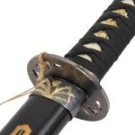 Sword Valley Kill Bill Premium Movie-Style Samurai Sword 3-Piece Set with 3-Tier Display Stand – Engraved Scabbards, Stainless Steel Blades, Waxed Cotton Handle (37.4"+30.7"+19.3")