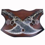 Chaos Blade Real Metal Sword,One Set of Two Bades of Chaos with Display Plaque，War Game Collection, Metal Chain Sword,1:1 Replica Props for Cosplay Decorations and Gift
