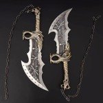 Chaos Blade Real Metal Sword,One Set of Two Bades of Chaos with Display Plaque，War Game Collection, Metal Chain Sword,1:1 Replica Props for Cosplay Decorations and Gift