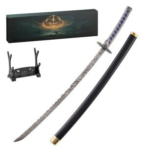 RACEROCKET Eldens Rings Starlight Shadowblade Sword Weapon Replica 10.2-Inch Metal Craft Rivers of Blood Sword with Display Stand Action Figure Collectible Toy Desk Decor Party Supply Gift