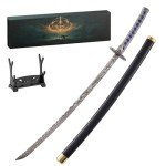 RACEROCKET Eldens Rings Starlight Shadowblade Sword Weapon Replica 10.2-Inch Metal Craft Rivers of Blood Sword with Display Stand Action Figure Collectible Toy Desk Decor Party Supply Gift