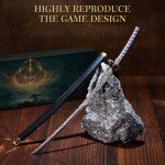 RACEROCKET Eldens Rings Starlight Shadowblade Sword Weapon Replica 10.2-Inch Metal Craft Rivers of Blood Sword with Display Stand Action Figure Collectible Toy Desk Decor Party Supply Gift