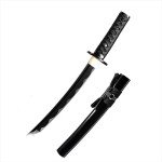 JIHPEN sword, Black Katana Wakizashi Tanto Set,Full Tang Samurai Sword,Sharp,Spring Steel Blade with Black Scabbard (A - Tanto)