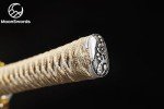 MoonSwords Hakuryū White Dragon Katana - 40.55" Handforged High Manganese Steel Samurai Sword with Cherry Blossom Tsuba, Pearl White Scabbard