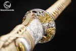 MoonSwords Hakuryū White Dragon Katana - 40.55" Handforged High Manganese Steel Samurai Sword with Cherry Blossom Tsuba, Pearl White Scabbard
