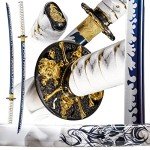 Kamaiwo-1045/1060Clay Tempering high Carbon Steel,Hademade Heat Tempered Full Hand Forged Traditional Samurai Sword,Japanese Katana Sword Real Authentic,Full Tang,Functional,Practical,blu