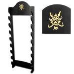 Armory Replicas Deluxe Eight Tier Wall Display Stand Solid Wood Pedestal with Black Finish, 8-Tier Rack for Swords, Knives, Daggers, and Collectibles Secure and Elegant Wall Mount