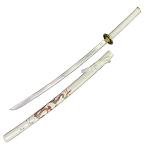 Bishamon 42 1/2" Samurai Sword Carbon Blade Dragon Scabbard Comes with a Wooden Stand (White)