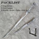 Heartcos 57" Lady Maria Rakuyo Sword Cosplay Props Double Sword Combination Full Metal, with Display Stand