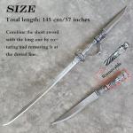 Heartcos 57" Lady Maria Rakuyo Sword Cosplay Props Double Sword Combination Full Metal, with Display Stand